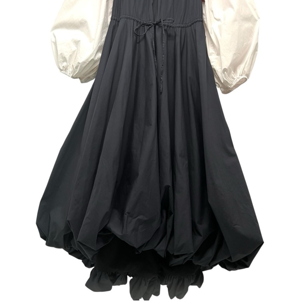 Staud Juliet Colorblock Off The Shoulder Cotton Bubble Hem Puff Sleeve Dress S - Picture 8 of 13